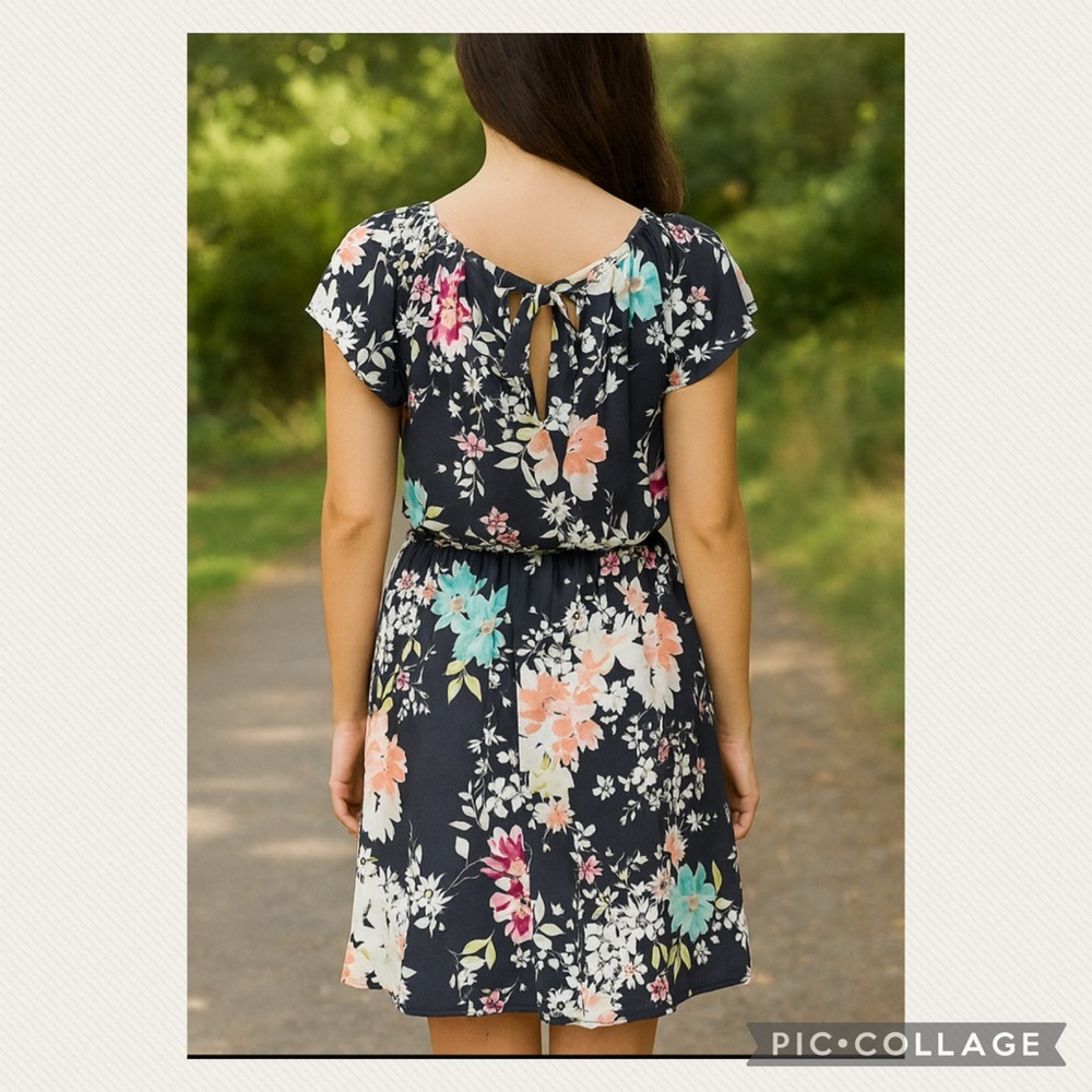 LC Lauren Conrad Navy Floral Mini Dress - Picture 2 of 10